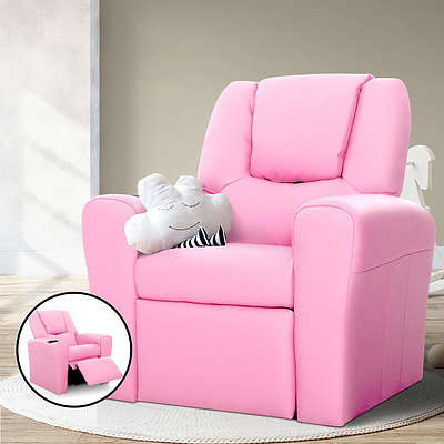 Kids Recliner Chair Pink PU Leather Sofa Lounge Couch Children Armchair - Brand New - Free Shipping