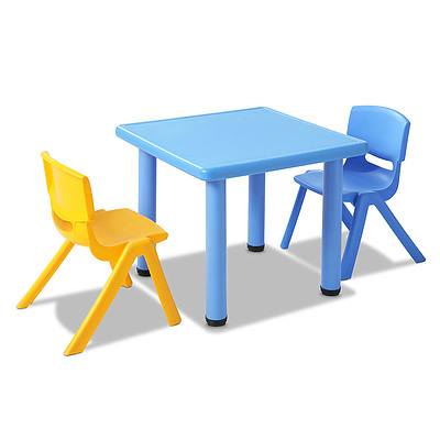 3 Piece Kid's Study Table and Chair Set - Blue - Free Shipping