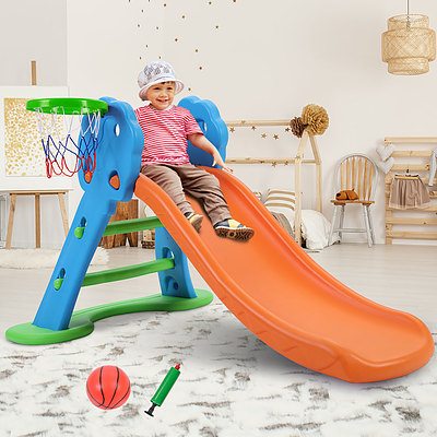 Kids Slide with Basketball Hoop with Ladder Base Outdoor Indoor Playground Toddler Play  - Brand New - Free Shipping