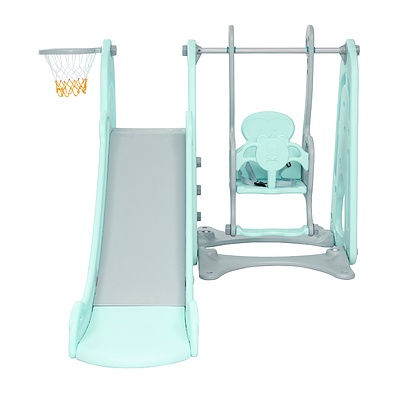 Kids Slide Swing Outdoor Indoor Playground Basketball Hoop Toddler Play Green - Brand New - Free Shipping