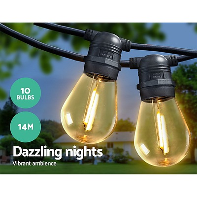 14m LED Festoon String Lights 10 Bulbs Kits Wedding Party Christmas S14  - Brand New - Free Shipping