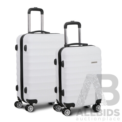 2 Piece Lightweight Hard Suit Case Luggage White - Brand New - Free Shipping