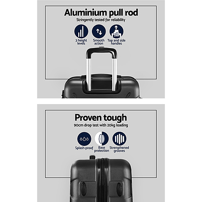 2PCS Carry On Luggage Sets Suitcase TSA Travel Hard Case Lightweight Black