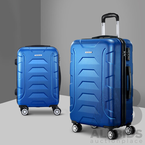 2PCS Carry On Luggage Sets Suitcase TSA Travel Hard Case Lightweight Blue