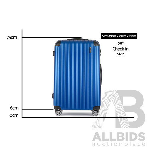 28inch Lightweight Hard Suit Case Luggage Blue