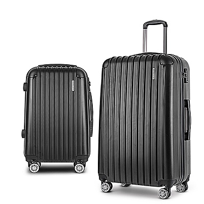 2 Piece Lightweight Hard Suit Case Luggage Black - Brand New - Free Shipping