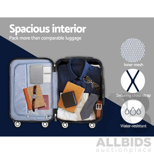 3pc Luggage Sets Suitcases Set Travel Hard Case Lightweight Black