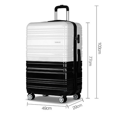 Set of 3 Premium Hard Shell Travel Luggage with TSA Lock Black and White - RRP $150 - Brand New