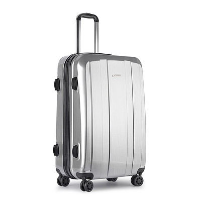 Hard Shell Travel Luggage with TSA Lock Silver - Brand New