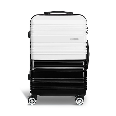 Lightweight Hard Suit Case Luggage Black & White
