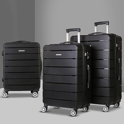3PC Luggage Suitcase Trolley - Black
