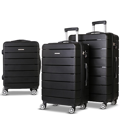 3PC Luggage Suitcase Trolley - Black