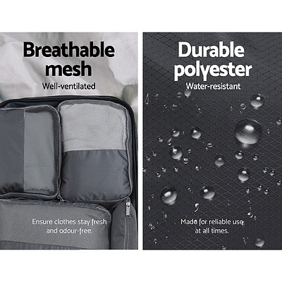 7PCS Dark Grey Packing Cubes Travel Luggage Organiser Suitcase Storage Bag - Brand New - Free Shipping