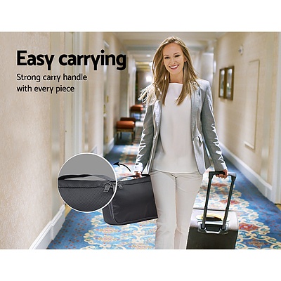 7PCS Dark Grey Packing Cubes Travel Luggage Organiser Suitcase Storage Bag
