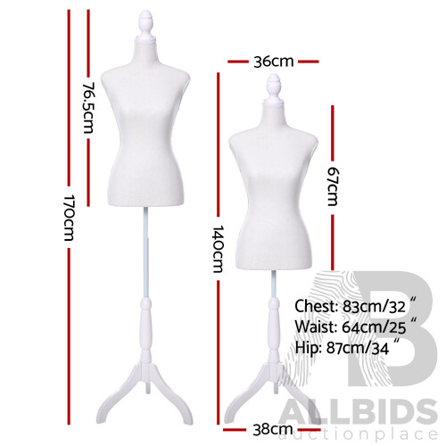 Female Mannequin 170cm Model Dressmaker Clothes Display Torso Tailor Wedding White - Brand New - Free Shipping