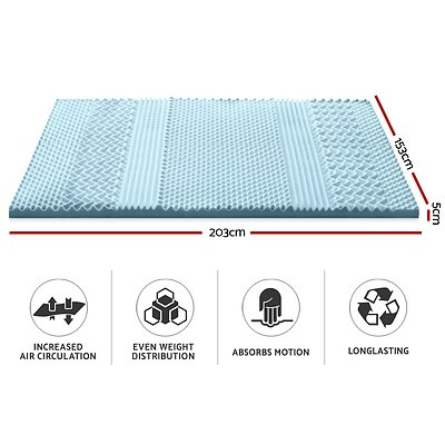 Cool Gel 7-zone Memory Foam Mattress Topper w/Bamboo Cover 5cm - Queen - Brand New - Free Shipping