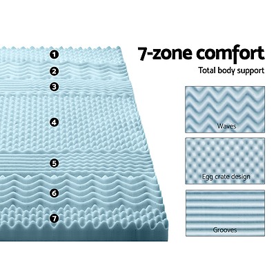 Bedding Cool Gel Memory Foam Mattress Topper Bamboo Cover 8CM 7-Zone Queen