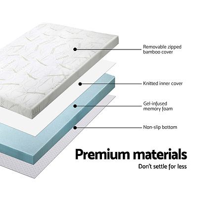 Memory Foam Mattress Topper Queen Bed Cool Gel Bamboo Cover 10CM - Brand New - Free Shipping