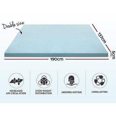 Cool Gel Memory Foam Mattress Topper Bamboo Cover 5CM Double - Brand New - Free Shipping