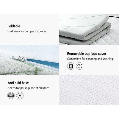 Cool Gel Memory Foam Mattress Topper Bamboo Cover Single 5CM Mat - Brand New - Free Shipping