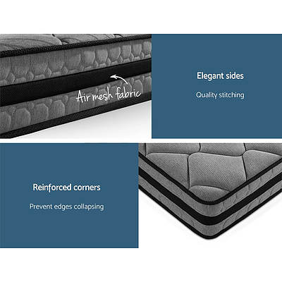 King Single Size Mattress Bed Medium Firm Foam Pocket Spring 22cm Grey - Brand New - Free Shipping