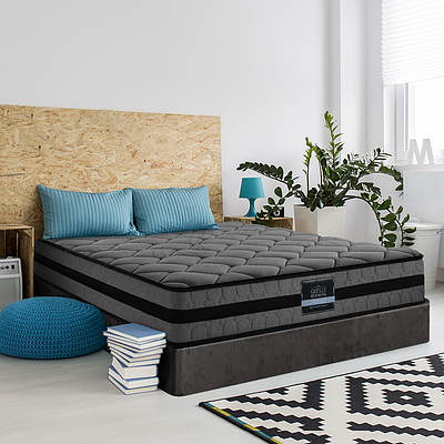 Single Size Mattress Bed Medium Firm Foam Pocket Spring 22cm Grey - Brand New - Free Shipping