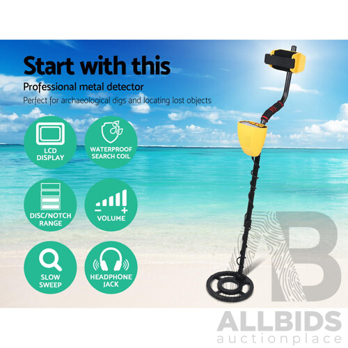 LCD Screen Metal Detector with Headphones - Yellow - Brand New - Free Shipping