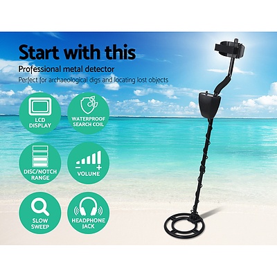 LCD Screen Metal Detector with Headphones - Black - Brand New - Free Shipping