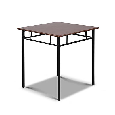 Metal Frame Table and Chairs - Walnut & Black - Free Shipping