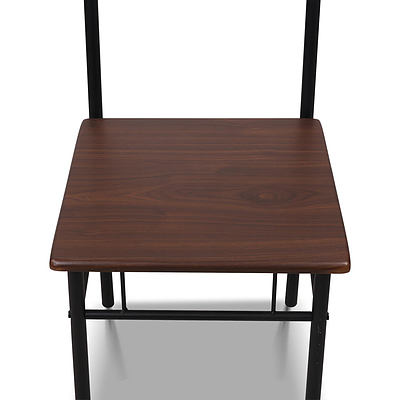 Metal Frame Table and Chairs - Walnut & Black - Free Shipping