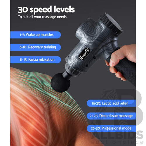 Everfit Massage Gun 6 Heads Vibration Massager Muscle Percussion Tissue Therapy - Brand New - Free Shipping