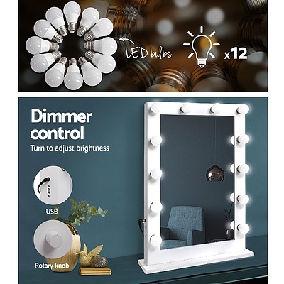 Make Up Mirror with LED Lights - White