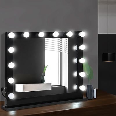 Make Up Mirror with LED Lights - Black
