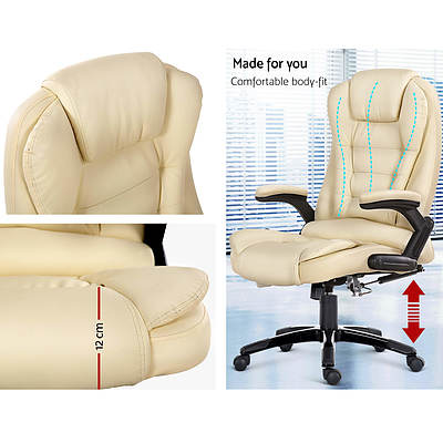 8 Point PU Leather Reclining Message Chair - Beige - Brand New - Free Shipping