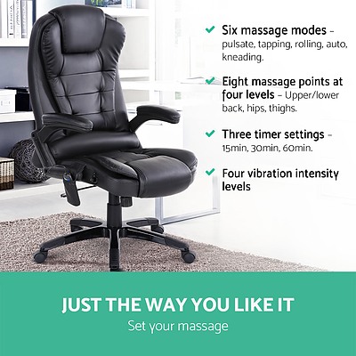 8 Point PU Leather Reclining Massage Chair - Black - Brand New - Free Shipping
