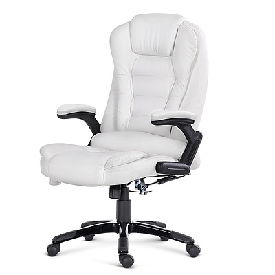 8 Point PU Leather Reclining Message Chair - White - Free Shipping - Brand New - Free Shipping