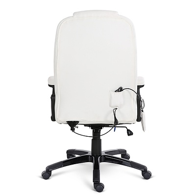 8 Point PU Leather Reclining Message Chair - White - Free Shipping - Brand New - Free Shipping