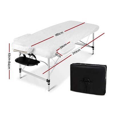 2 Fold Portable Aluminium Massage Table Massage Bed Beauty Therapy Black 55cm - Brand New - Free Shipping