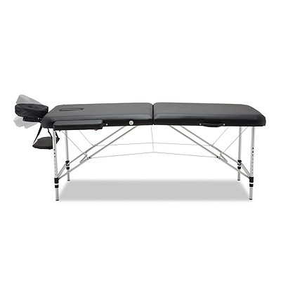 2 Fold Portable Aluminium Massage Table Massage Bed Beauty Therapy Black 55cm - Brand New - Free Shipping
