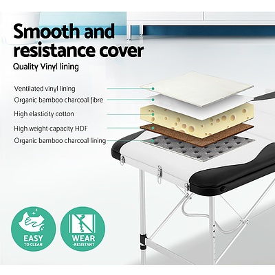 3 Fold Portable Aluminium Massage Table - Black & White - Brand New - Free Shipping