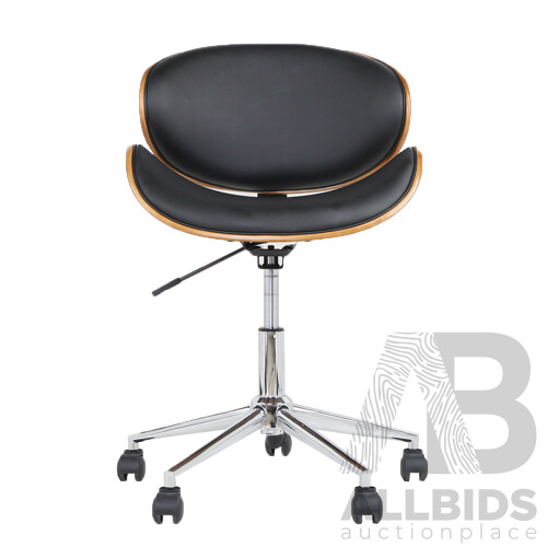 Wooden  & Leather Office Chair - Black - Free Shipping - Brand New - Free Shipping