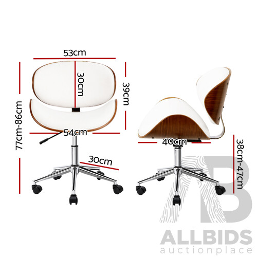 Wooden & PU Leather Office Desk Chair - White - Brand New - Free Shipping
