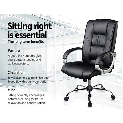 Executive PU Leather Office Computer Chair - Black - Brand New - Free Shipping
