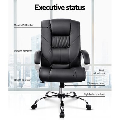 Executive PU Leather Office Desk Computer Chair - Black - Brand New - Free Shipping