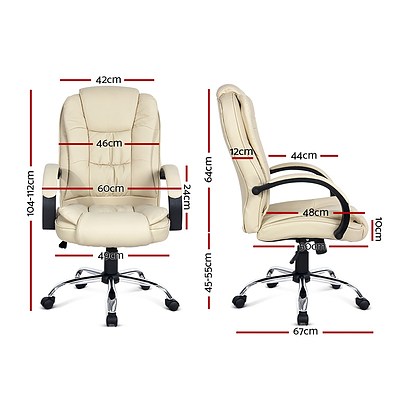 Executive PU Leather Office Computer Chair - Beige
