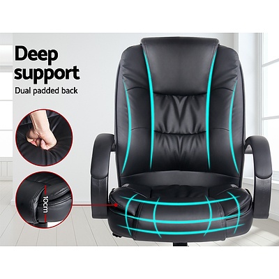 Executive PU Leather Office Computer Chair - Black - Free Shipping