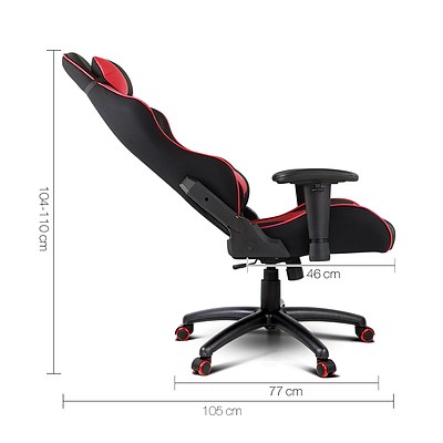 PU Leather & Mesh Reclining Office Desk Gaming Executive Chair - Red - Free Shipping