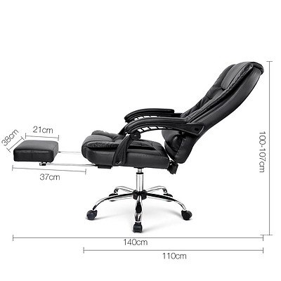 PU Leather Reclining Chair with Footrest - Black - Free Shipping