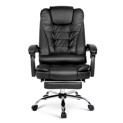 PU Leather Reclining Chair with Footrest - Black - Brand New - Free Shipping