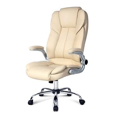PU Leather Executive Office Chair - Beige - Free Shipping